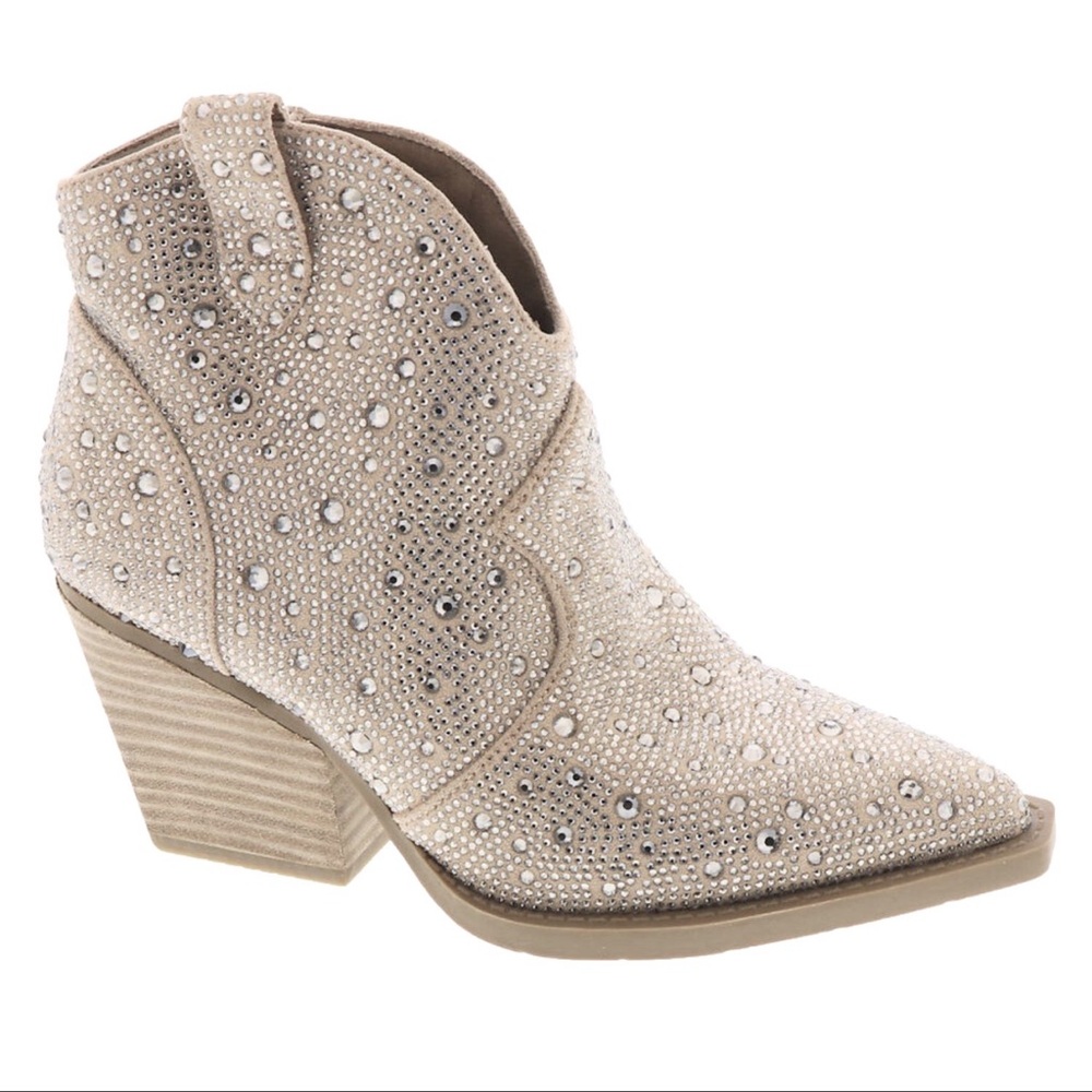Very G Womens Austin Rhinestone Ankle Western Booties size 7